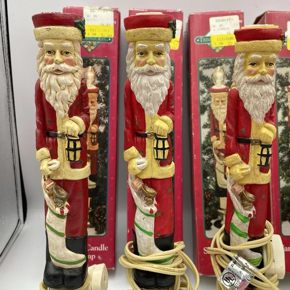 Vintage Trimmings Etc Santa Candle Lamps Set of 6 Tested‎ Working 1990s W/ Boxes